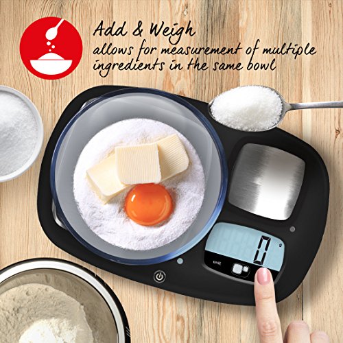 Salter Ultimate Accuracy Platform Kitchen Scale 1084 básculas de Cocina, Dual, 10 kg de Alta Capacidad y Plataformas de 200 g de precisión máxima, Pantalla LED Digital, se Pueden Pesar líquidos, Negro