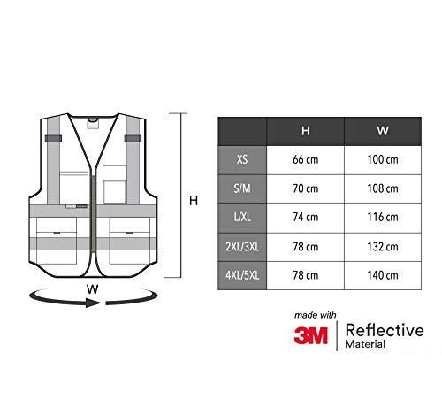 Salzmann 3M Chaleco de Seguridad Multibolsillos con Logotipo Personalizable - Chaleco de Trabajo con Estampado - Hecho con Material Reflectante 3M