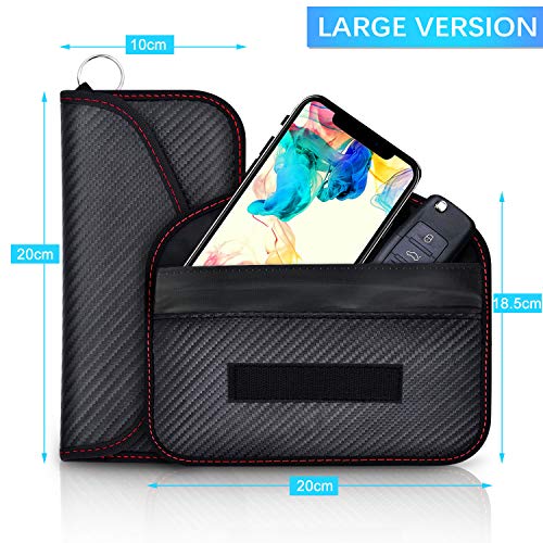 Samfolk Bolsa Faraday Movil, Funda Faraday Movil, Jaula Faraday Portatil Bloqueador Senal RFID/NFC, Bolsa Inhibidora de Seguridad - Fibra de Carbono