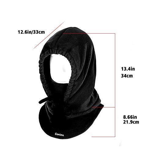 Samione Pasamontañas, Balaclava Capucha Unisex Multifunción Máscara Protector Sombrero para Invierno Ciclismo Moto Deporte Esquí al Aire Libre Cara Completa Sombrero, Negro