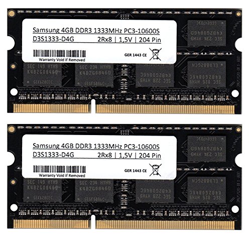 Samsung 3rd 8 GB (2 x 4 GB) Kit DDR3 1333 MHz (PC3 10600) portátil So DIMM Memoria RAM Memory
