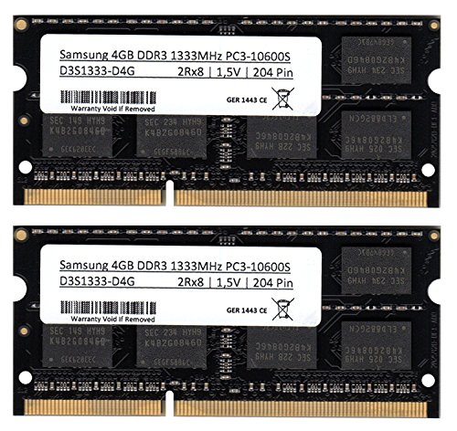 Samsung 3rd 8 GB (2 x 4 GB) Kit DDR3 1333 MHz (PC3 10600) portátil So DIMM Memoria RAM Memory Samsung 3rd 8 GB (2 x 4 GB) Kit DDR3 1333 MHz (PC3 10600) portátil So DIMM Memoria RAM Memory