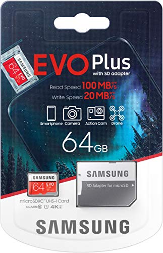 SAMSUNG EVO Plus - Tarjeta microSD SDXC (2020) 64GB hasta 100 MB/S Full HD & 4K UHD Memory Card con Adaptador, Rojo y Blanco SAMSUNG EVO Plus - Tarjeta microSD SDXC (2020) 64GB hasta 100 MB/S Full HD & 4K UHD Memory Card con Adaptador, Rojo y Blanco