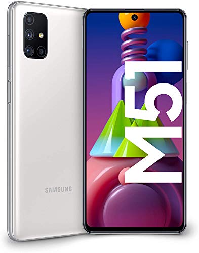 Samsung Galaxy M51 Smartphone de 6.7" FHD+ | Móvil Libre | Super Batería de 7000 mAh y Carga rápida | 6GB de RAM y 128GB de ROM - Color Blanco [Versión española] [Exclusivo Amazon]