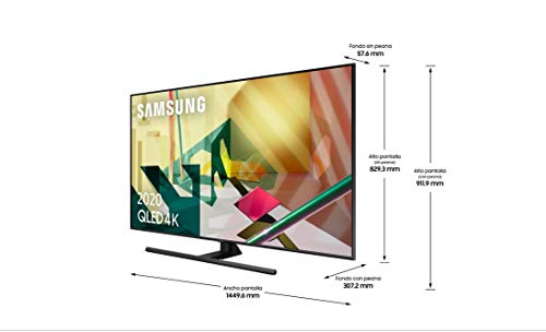 Samsung QLED 2020 65Q70T - Smart TV de 75" 4K UHD, Inteligencia Artificial, HDR 10+, Multi View, Ambient Mode+, One Remote Control y Asistentes de Voz Integrados, con Alexa integrada