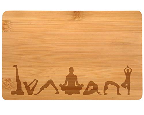 Samunshi® Tabla de madera con grabado para yoga de bambú, tabla de cortar, tabla de cortar pequeña, tabla de cortar de madera para cocina
