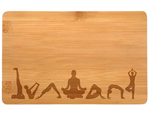 Samunshi® Tabla de madera con grabado para yoga de bambú, tabla de cortar, tabla de cortar pequeña, tabla de cortar de madera para cocina Samunshi® Tabla de madera con grabado para yoga de bambú, tabla de cortar, tabla de cortar pequeña, tabla de cortar de madera para cocina