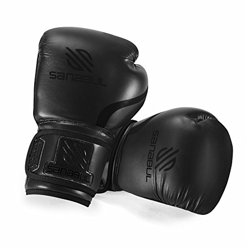 Sanabul - Guantes de gel para entrenamiento de boxeo y kickboxing - 50042, 12 oz, Negro (Allblack)