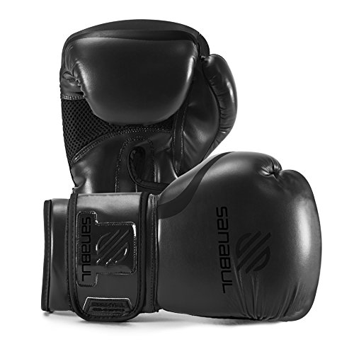 Sanabul - Guantes de gel para entrenamiento de boxeo y kickboxing - 50042, 12 oz, Negro (Allblack)