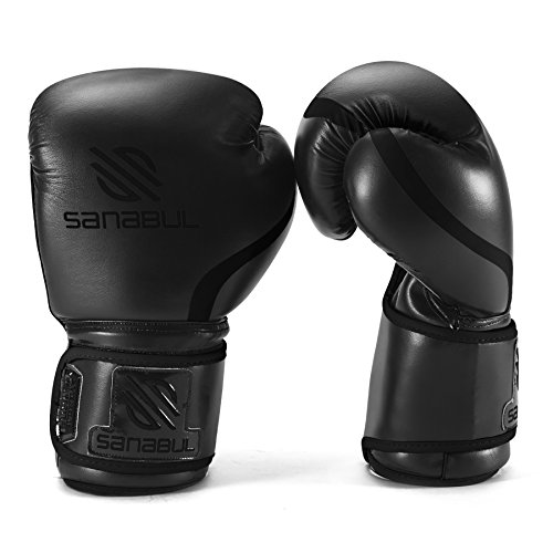 Sanabul - Guantes de gel para entrenamiento de boxeo y kickboxing - 50042, 12 oz, Negro (Allblack)