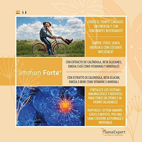 SanaExpert Immun Forte, Suplemento Multivitamínico, Refuerza el Sistema Inmunológico con Omega-3, Zinc, Antioxidantes, Vitaminas y Minerales, 90 Cápsulas