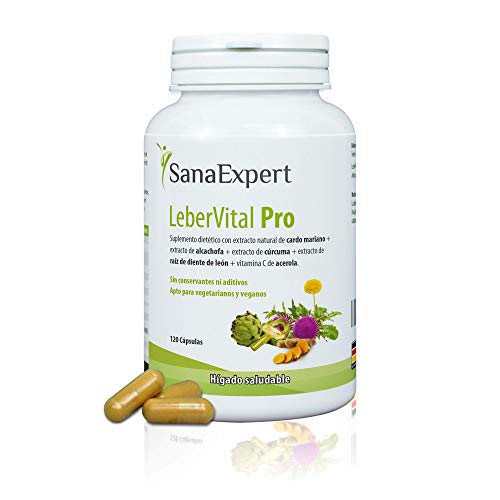 SanaExpert LeberVital Pro, Suplemento Nutricional para el Hígado y los Riñones, Capsulas Depurativas con Extracto de Cardo Mariano, Alcachofa, Cúrcuma, Raíz de Diente de León, 120 Cápsulas