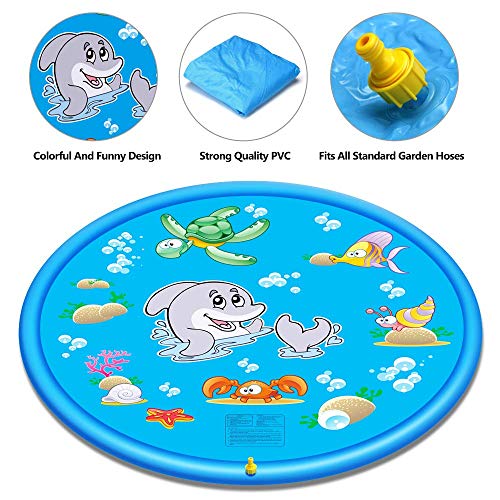 SANBLOGAN Splash Pad,Colchoneta de Agua para Niños,Juegos de Agua para Niños,Tapete de Juegos de Agua Almohadilla de Rociadores Juguete de Verano 170cm,PVC Salpica Almohadil,Piscina de Juego de Verano SANBLOGAN Splash Pad,Colchoneta de Agua para Niños,Juegos de Agua para Niños,Tapete de Juegos de Agua Almohadilla de Rociadores Juguete de Verano 170cm,PVC Salpica Almohadil,Piscina de Juego de Verano