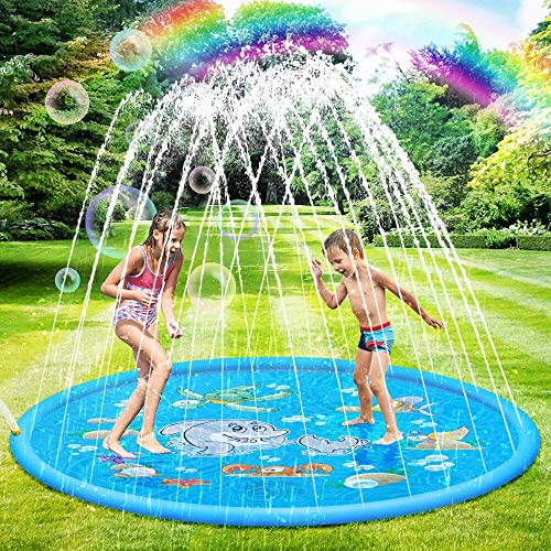 SANBLOGAN Splash Pad,Colchoneta de Agua para Niños,Juegos de Agua para Niños,Tapete de Juegos de Agua Almohadilla de Rociadores Juguete de Verano 170cm,PVC Salpica Almohadil,Piscina de Juego de Verano SANBLOGAN Splash Pad,Colchoneta de Agua para Niños,Juegos de Agua para Niños,Tapete de Juegos de Agua Almohadilla de Rociadores Juguete de Verano 170cm,PVC Salpica Almohadil,Piscina de Juego de Verano