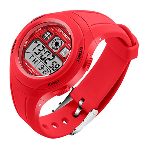 SANDA - Reloj para Niños Niñas Deportivos LED Digital a Prueba de Agua Reloje Impermeable Infantil Sport Watch - Rojo SANDA - Reloj para Niños Niñas Deportivos LED Digital a Prueba de Agua Reloje Impermeable Infantil Sport Watch - Rojo