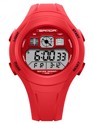 SANDA - Reloj para Niños Niñas Deportivos LED Digital a Prueba de Agua Reloje Impermeable Infantil Sport Watch - Rojo SANDA - Reloj para Niños Niñas Deportivos LED Digital a Prueba de Agua Reloje Impermeable Infantil Sport Watch - Rojo