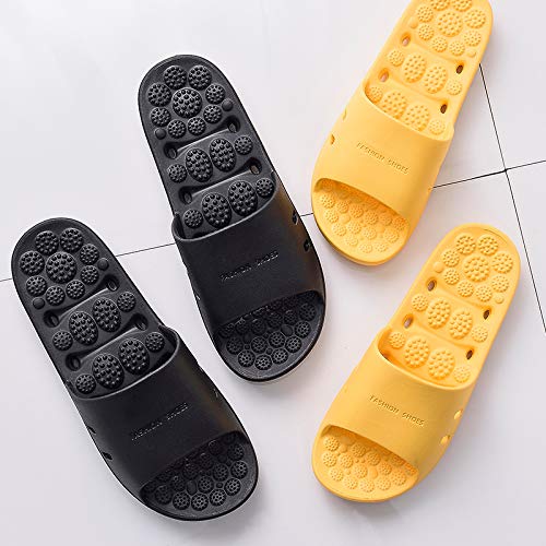 Sandalia Tipo Chancla Masaje de Hombre Mujer Unisex, Tira Ancha Suela con Agujero, Zapatillas de Casa Playa para Verano Interior/Exterior, Amarillo, 44/45 EU