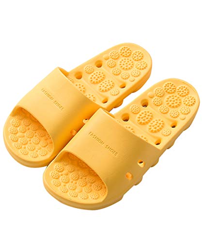 Sandalia Tipo Chancla Masaje de Hombre Mujer Unisex, Tira Ancha Suela con Agujero, Zapatillas de Casa Playa para Verano Interior/Exterior, Amarillo, 44/45 EU