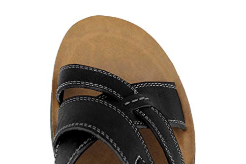 Sandalias de cuero para hombre, correa de cruce, color negro, para verano, vacaciones, deslizar en el dedo del pie abierto zapatillas