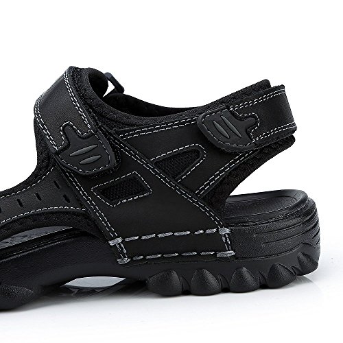 Sandalias Hombre Verano Cuero Playa, Deportivas Piscina Scarpe Chanclas Senderismo Abierta Impermeables Agua Planas Negro Marrón 38-48 BR48