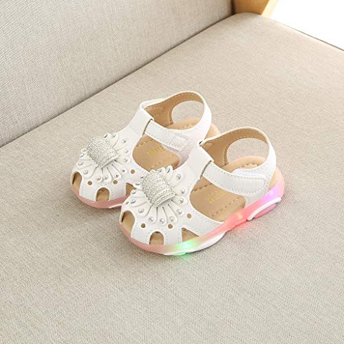 Sandalias para Bebé Niñas Riou Zapatos de la Zapatilla de Deporte de Las Sandalias del Deporte de la luz led de la Flor del Cristal Fondo Suave Lindo niños Playa Sandalias