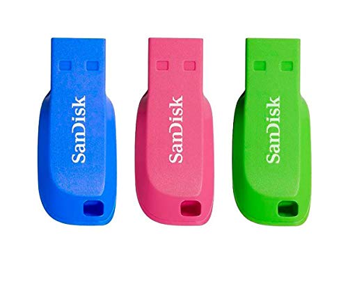 SanDisk Cruzer Blade- Memoria USB 2.0, Pack 3 Unidades de Colores, 16GB