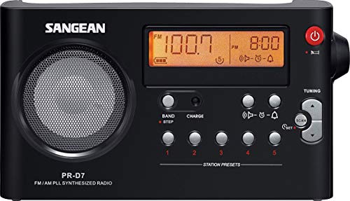 Sangean PR-D7 - Radio portátil (Pantalla LCD de 3.3" , 7.2 voltios, Inalámbrico y alámbrico), Negro
