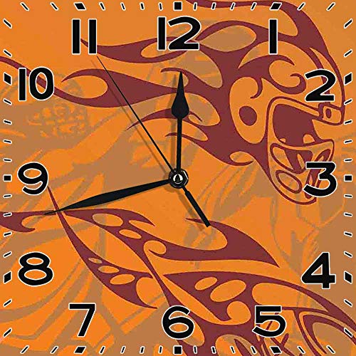 SanJIUCOM Reloj de Pared Deportes Tribal Étnico s Inspi Ball Distressed Motion Score Boho Players Telón de Fondo Dormitorio Sala de Estar Cocina decoración del hogar Reloj 10 Pulgadas