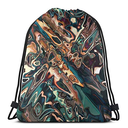 Sanme Mochila con cordón Fundición de Cobre Textura Brillante Moderna Mochila con cordón Impermeable Mochila de Senderismo para Adultos Mochila Deportiva Bolsa de Almacenamiento