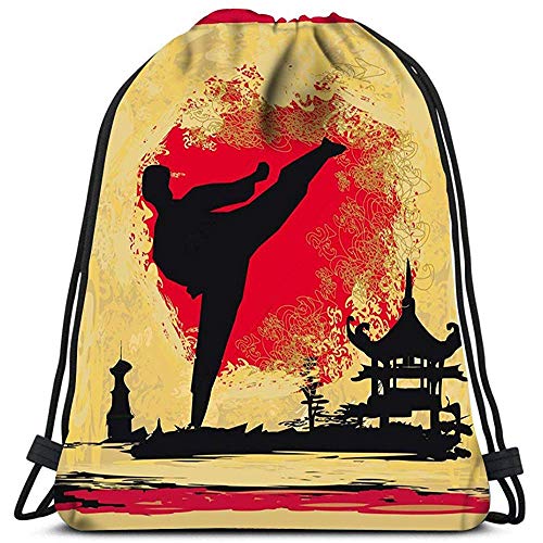 Sanme Mochila con cordón Karate Grunge Lavandería Bolsa Gimnasio Yoga Bolsa