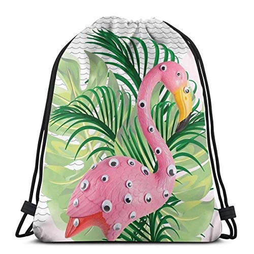 Sanme Mochila con cordón Vida Moderna Extraña Flamenco Patrón de fundición Tropical Creativa Mochila con cordón Impermeable