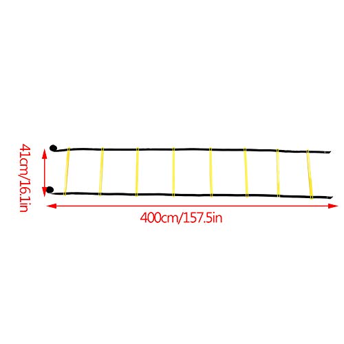 SANON Escalera de Agilidad Cuerda de Salto Ajustable de 4 M Peldaños Al Aire Libre Equipos de Entrenamiento de Velocidad de Fitness para Niños Adolescentes Entrenamiento de Ejercicios de Fútbol