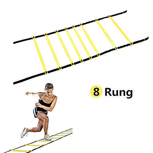 SANON Escalera de Agilidad Cuerda de Salto Ajustable de 4 M Peldaños Al Aire Libre Equipos de Entrenamiento de Velocidad de Fitness para Niños Adolescentes Entrenamiento de Ejercicios de Fútbol