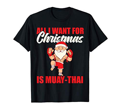 Santa Claus Muay Thai Fighter Funny Christmas Design Santa Camiseta