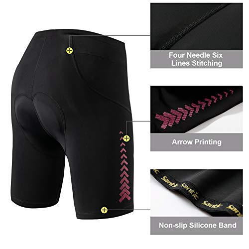 Santic Culote Ciclismo Mujer Corto Culote Bicicleta para Mujer Pantalon Corto Ciclismo con Badana para Mujeres Negro EU XXL