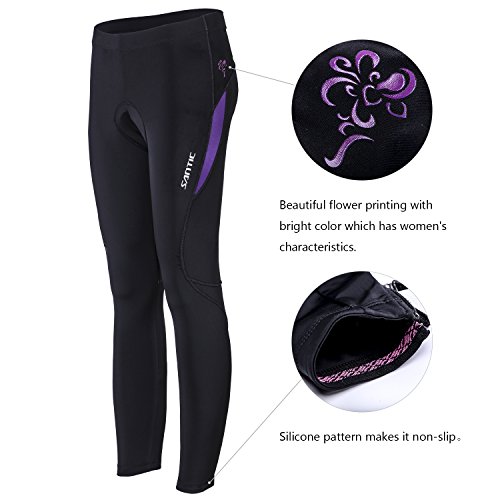 Santic Culote Ciclismo Mujer Culote Bicicleta Pantalones Largos de Ciclismo/Bicicleta/MTB con Badana para Mujeres Violado EU M