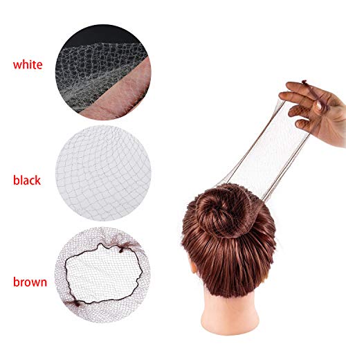 SANTOO - 30 Piezas Redecilla Pelo, 50 cm Red de Pelo Invisible para Peluca Fijar Pelo y Hacer Moño, Café Negro Blanco