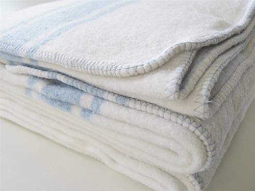 Sanz Marti - Manta Mallorquina Algodón 180x230 - Blanca/Raya Azul Sanz Marti - Manta Mallorquina Algodón 180x230 - Blanca/Raya Azul