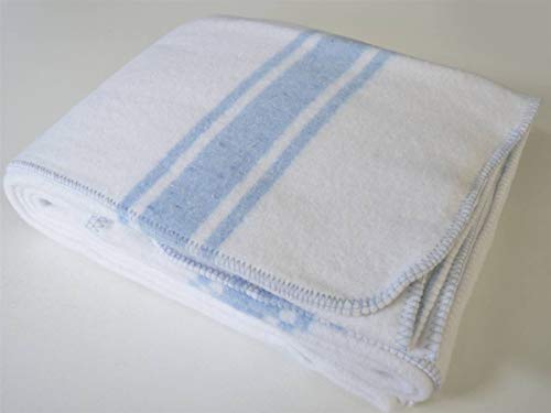 Sanz Marti - Manta Mallorquina Algodón 180x230 - Blanca/Raya Azul Sanz Marti - Manta Mallorquina Algodón 180x230 - Blanca/Raya Azul