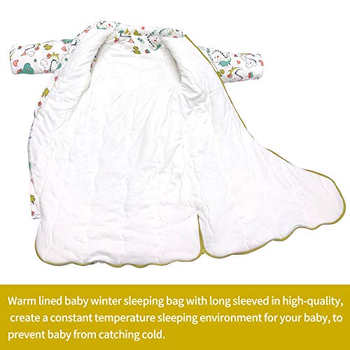 SaponinTree Saco de Dormir de Invierno para Bebé, 3,5 Tog, Saco de Dormir de algodón 100% orgánico con Manga Larga Extraíbles para Bebés de 6-18 Mes