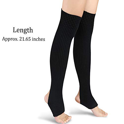 SATINIOR 2 Pares de Calentadores de Pierna de Estribo Calcetines Sobre Rodilla Rectos 21,65 Pulgadas Calcetines de Baile Ballet Calcetines Puños de Bota Latín Yoga para Mujeres y Chicas (Negro)