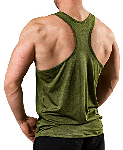 Satire Gym Camiseta Stringer para Hombre - Ropa Deportiva Funcional - Adecuada para Workout, Entrenamiento - Camiseta de Tirantes (Verde Oliva monteado, M)