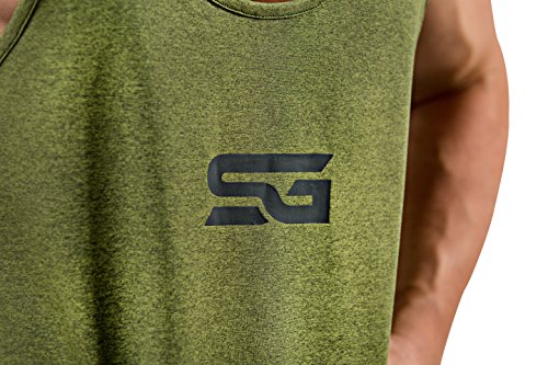 Satire Gym Camiseta Stringer para Hombre - Ropa Deportiva Funcional - Adecuada para Workout, Entrenamiento - Camiseta de Tirantes (Verde Oliva monteado, M)