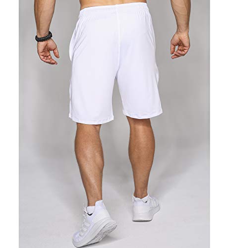 Satire Gym – Para Hombres – Pantalón de Deporte Corto - Fitness Loose Fit Shorts (Blanco, S)