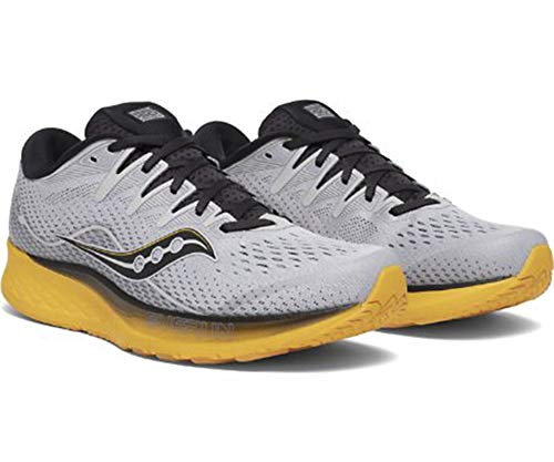 Saucony - Zapatillas Ride ISO 2 para hombre, Blanco (Gris | Amarillo), 44.5 EU