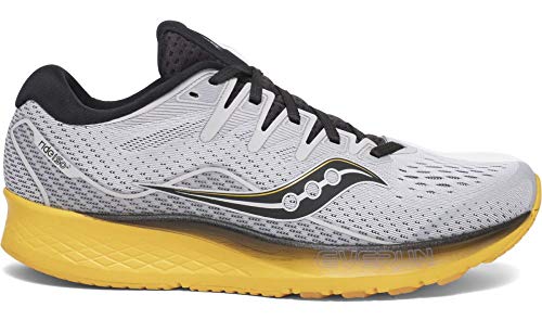 Saucony - Zapatillas Ride ISO 2 para hombre, Blanco (Gris | Amarillo), 44.5 EU