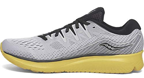 Saucony - Zapatillas Ride ISO 2 para hombre, Blanco (Gris | Amarillo), 44.5 EU