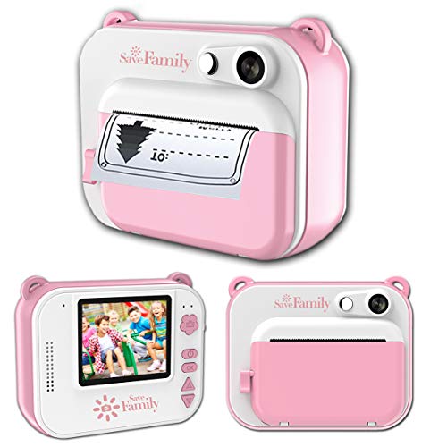 SaveFamilyPrint. Cámara Infantil instantánea-Digital. Impresión + 450 Fotos. Papel Libre de BPA. Incluye de Regalo 3 Rollos de Papel de impresión y Tarjeta de Memoria. Marca española.Rosa SaveFamilyPrint. Cámara Infantil instantánea-Digital. Impresión + 450 Fotos. Papel Libre de BPA. Incluye de Regalo 3 Rollos de Papel de impresión y Tarjeta de Memoria. Marca española.Rosa