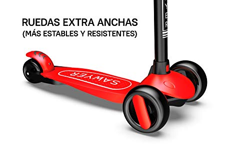 Sawyer - Patinete Ajustable Ruedas LED - Niños 2 a 8 Años (Rojo) Sawyer - Patinete Ajustable Ruedas LED - Niños 2 a 8 Años (Rojo)