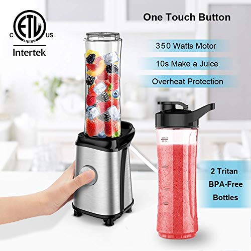 Sboly Batidora de individual,Smoothies Licuadoras para verduras y frutas, Batidora Portátil con 2 Tritan sin BPA 600ml Botellas y Cepillo de Limpieza,EU Plug, 350W Sboly Batidora de individual,Smoothies Licuadoras para verduras y frutas, Batidora Portátil con 2 Tritan sin BPA 600ml Botellas y Cepillo de Limpieza,EU Plug, 350W